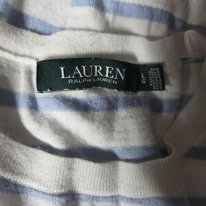 Lauren Ralph Lauren Striped Knit Top in White and Light Blue